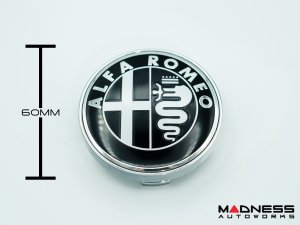 Alfa Romeo Wheel Center Caps - set of 4 - Black/ White - 60mm - V2